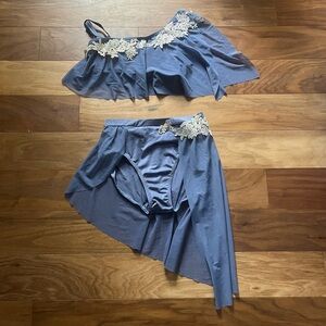 Balera Blue Two-Piece Dress with White Lace